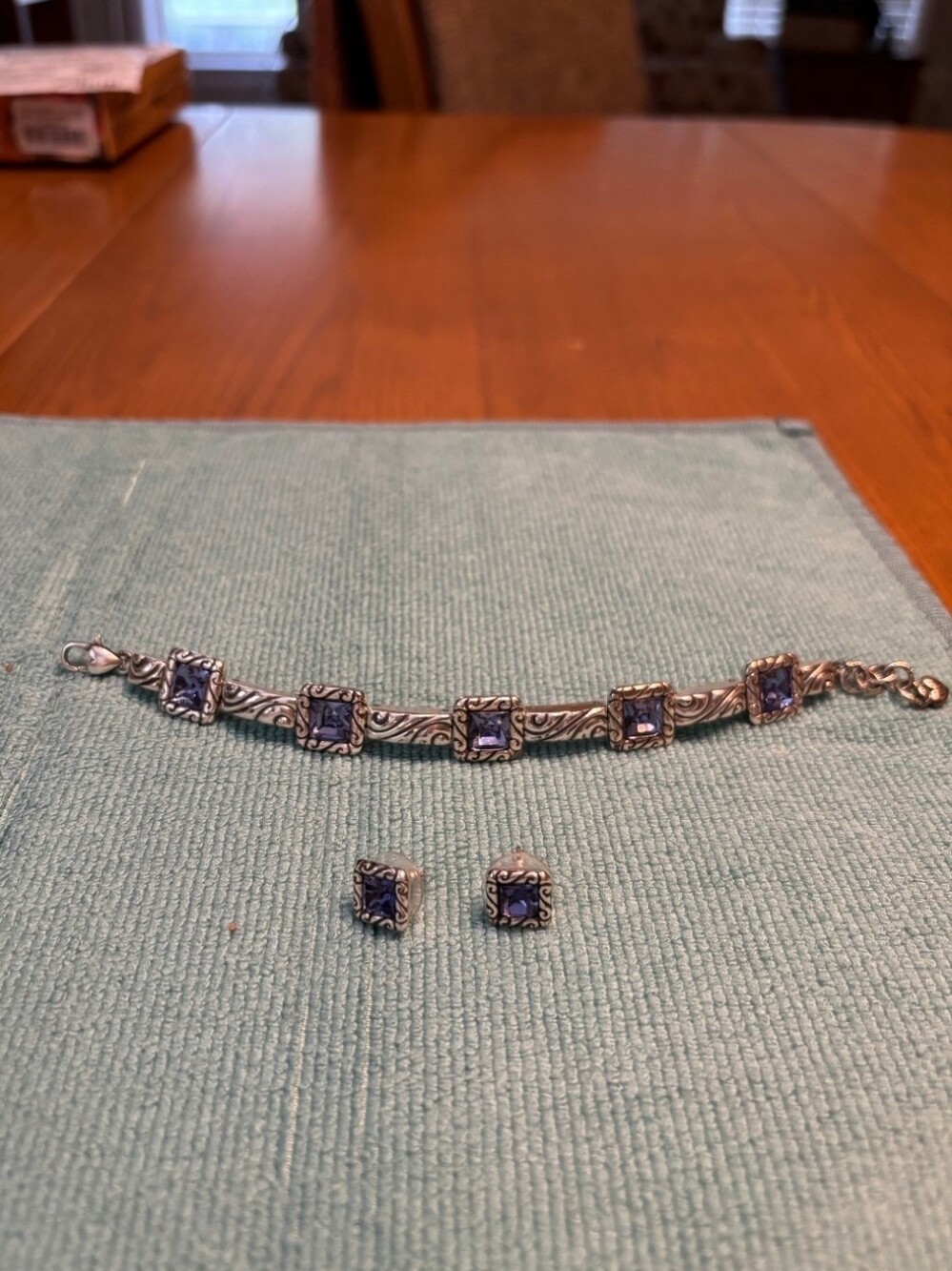 Brighton Discontinued Amethyst Regina Collection Necklace and Stud Earrings